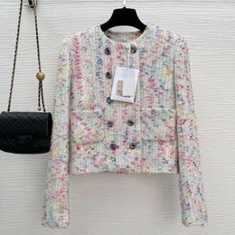 Women's Jackets French Colored Double Row Jacket Tassel Soft Tweed Short Long Sleeved Top