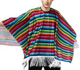 Scarves rainbow Colourful stripted Halloween Cosplay Costumes Kids Adult Mexican cloak Clothes Hawaii Clothing performance AMPARTY 230922