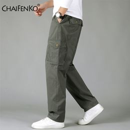 Men's Pants Men Cotton Loose Casual Cargo Pants Men Fashion Solid Colour Multi-Pocket Joggers Brand Military Trousers Men Size 6XL 230922