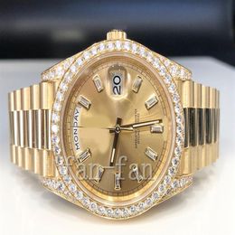 2023 QC automatic movement watch 40mm President DayDate 228238 18K Yellow Gold Diamond Lugs Diamond Bezel252T