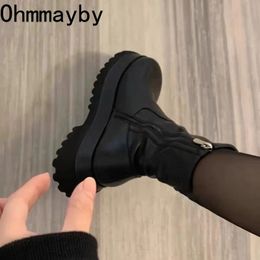 Style 938 Winter Punk Women Ankle Boots Fashion Thick Sole Zippers Gothic Short Boot Ladies Elegant Platform Flats Shoes 230923