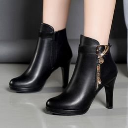 Rain Boots Fashion Women Boots Autumn Ankle Boots For Women Thin Heel Zipper Casual Female Shoes Leather Boots Botas women shoes 230922