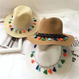 2019 Fashion women Handmade Summer Tassel Straw Sun Hat Beach Outdoor Panama Caps 6 Colours available248M