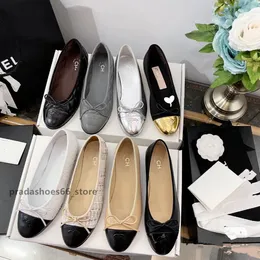 France Paris Ballet Flats Classic Shoes Women 2023 Leather Tweed Cloth Two Colour Splice Bow Ballet Shoe tory Fashion Flats Women Luxury designer quilted Shoes c