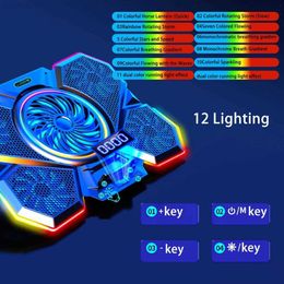 Laptop Cooling Pads 7 Height Adjustment Notebook Cooler Enhanced Laptop Pad 5 Quiet Fans Colourful Rgb Light Adjustable Height Stand Protects L230923