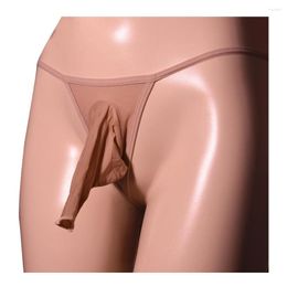 Underpants Men's Bikini Shiny Extroic See-through Thongs Penis Sheath Sexy Briefs G-string T-back Underwear Sissy Panties Gloosy Lingerie