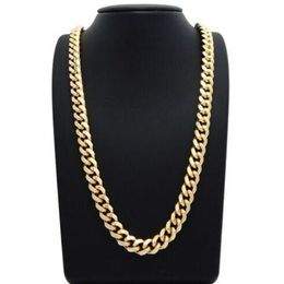 NEW MIAMI CUBAN LINK CURB CHAIN BOX LOCK 14K GOLD PLATED 30 NECKLACE287s