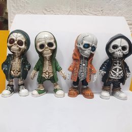 Decorative Objects Figurines Cool Skeleton Halloween Doll Synthetic Resin Ornament Gifts Desk Decoration 230923