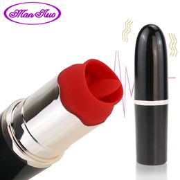 Vibrators Licking Lipstick Massage Toys Double Stimulation Vaginal Bullet Vibrator 2 in 1 Clitoris Stimulator Orgasm Sex Toy for Women