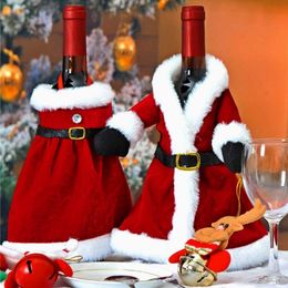 Other Event Party Supplies Creative Christmas Wine Bottle Set Red Velvet Dress Covers Sleeve Santa Snowman Xmas Year Dinner Table Decor 230923