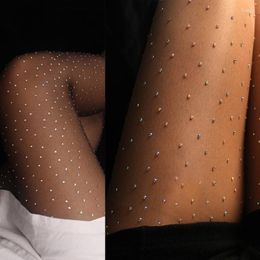 Women Socks Womens Mesh Tights High Waist Stockings See Through Crystal Pantyhose For Party Club Drop