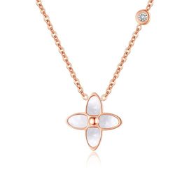 designer necklace jewellery four leaf clover necklaces diamond Clavicle chain Titanium steel Gold-Plated Never Fade Not Cause Alle297U