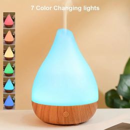 1pc Wood Grain Colourful Light Air Humidifier with Aromatherapy Diffuser - Add Essential Oils for a Relaxing Atmosphere