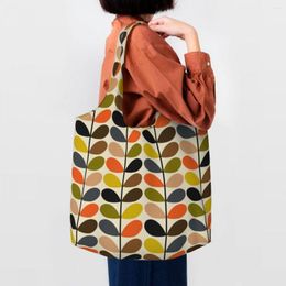 Shopping Bags Multi Stem Pattern Grocery Bag Funny Printing Canvas Shopper Shoulder Tote Big Capacity Durable Orla Kiely Handbag