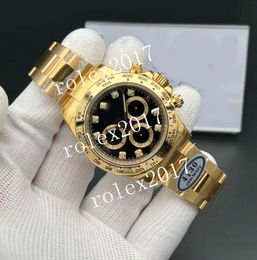 Clean Factory besttime Super Men's 40mm Black Diamonds Dial on SS 904L 18K Yellow Gold Bracelet 4130 Chronograph Automatic Movement sapphire Wristwatches