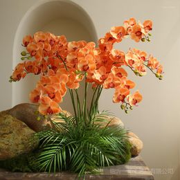 Decorative Flowers Orchid Artificial Flower Branch Silk Phalaenopsis Home Table Vase Decor Wedding Floral Arrangement Ornaments 9 Heads