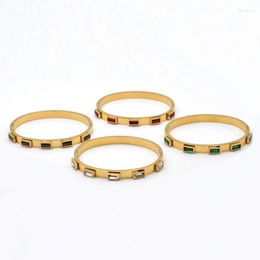 Bangle Design Stainless Steel Multi-zircon Bracelet For Women Men Romantic Crystal Party GIft Couple Jewellery Wristband