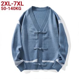 Men's Sweaters Big Size2XL7xl Autumn Winter Men Casual VNeck Cardigan Chinese Style Button Male Fashion Long Sleeve Business Jerseys 230922