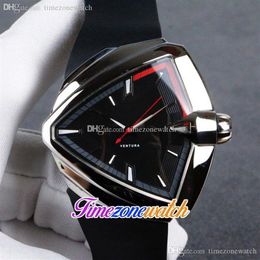 New A2824 Automatic Mens Watch Steel Case Red White Hands Grey Red Inner Black Dial Black Rubber Strap Timezonewatch TWHM E14b1289S