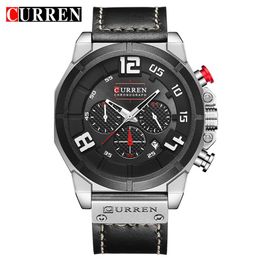 CURREN New Chronograph Wristwatch Sport Male Clock Leather Strap Quartz Men Watches Relogio Masculino Reloj Hombre Montre Hommes274t