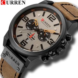 CURREN Fashion Watches For Man Leather Chronograph Quartz Men's Watch Business Casual Date Male Wristwatch Relogio Masculino315P