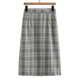 Skirts Autumn Clothes Women Skirts Plus Size Vintage Plaid With Temperament Casual Calf Length Bottoms Curve 230923