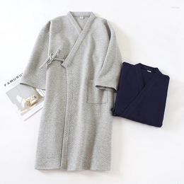 Men's Sleepwear Men Kimono Robe Cotton Thick Warm Towel Fleece Dressing Gowns Long Bath Autumn Winter Unisex El Spa Soft Bathrobe