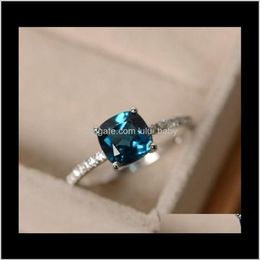 Band Drop Delivery 2021 Natural Emerald Rings For Women Sterling Sier Colour 925 Ring Wedding Engagement Party Gemstone Fine Jewelr256t