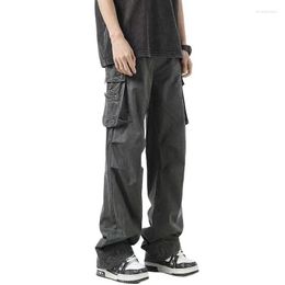 Men's Pants Y2k Cargo For Men Women Autumn Baggy Elastic Big Pockets Straight Trousers Casual Jogging Pantalones Hombres Unisex