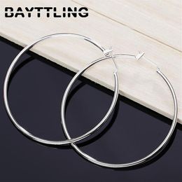 Hoop & Huggie BAYTTLING 925 Sterling Silver 50MM Glossy Round Big Earrings For Woman Fashion Glamour Wedding Jewelry Gift273D