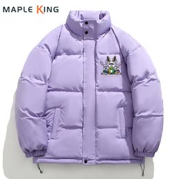 Men's Down Parkas Korean Style Cotton Padded Jacket for Men Women Winter Coats 2023 Bunny Print Candy Colours Unisex Warm Jaqueta Masculina 230922