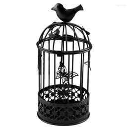 Candle Holders 1 Pcs Iron Bird Cage Holder Cutout Butterflies Hollow Vintage Candlestick Table Decor