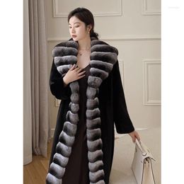 Women's Fur Autumn Winter Long Coat Women Large Collar Windbreak Plus Size Mink Faux Thick Warm Clothes