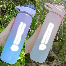 Water Bottles Wholesale Outlet 4 Color 1000ml Healthy Life Nutrition Plastic Portable Bottle With Straw Bounce Button Cup
