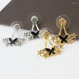 Stud Earrings Exquisite Crystal Flowers Butterfly Fine Jewellery Accessories Bow Tie Rhinestone Bowknot Earring For Women Gift