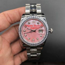 Lady Watch Diamond Bezel Pink Dial President Women Stainless Watches Womens Ladies Automatic Mechanical Wristwatch Sapphire Glass 2482