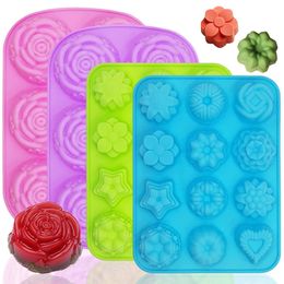 Baking Moulds Cake Mousse Mould Rose Flower Chrysanthemum Silicone Pan Ice Cube Tray Chocolate Candy Jelly Muffin Handmade Soap 230923