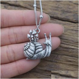 Pendant Necklaces Personality Witchy Forest Snail Mushroom Necklace Crescent Moon Gothic Women Jewelrypendant Drop Delivery Jewelry P Dhrcx