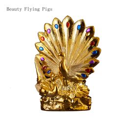 Decorative Objects Figurines 18x25cm Creative Ceramic Electroplated Peacock Decoration Home Living Room Desktop Small Crafts Artificial Animal 230923