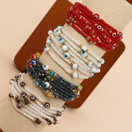 Strand Go2boho Cross Border Jewellery Mixed Colour Crystal Bead Bracelet Vintage Multi-layer Glass Eye