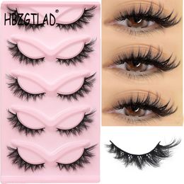 Falsche Wimpern HBZGTLAD Katzenaugen-Wimpern 3D-natürliche falsche Wimpern Flauschiges weiches Kreuz 5 Paar Manga-Wimpern Wispy Natürliche Wimpernverlängerung Make-up 230922