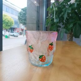 Wine Glasses Hand-painted Glass With Glacier Pattern Small Fresh Water Cup Strawberry High Simple Drinking American Coffee