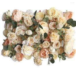 Decorative Flowers TONGFENG Champagne Artificial Craft Roll Up Flower Wall Panel House Matrimonio Hogar Backdrop Room Decoration Accessories