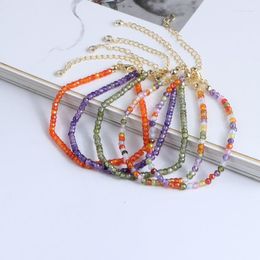 Strand ALLME Handmade Multicolor Natural Stone CZ Cubic Zirconia Bracelets For Womene Beaded Bracelet Statement Accessories