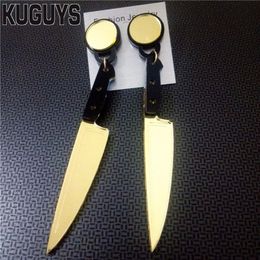 Fashion Jewellery Acrylic Gold Colours Knife Long Earrings for Women HipHop Rock Drop Earring DJ DS314c