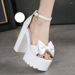 s Wedding Sandals High Cm White Shoes Heel Brida Block Bow Open Toe Women 321 Sandal Shoe