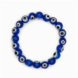 Charm Bracelets 20Pcs/Lot Glass Blue Evil Eye Beaded Bracelet Women Men Elastic Thread Stretch Greek Jewellery Drop Delivery Dhigo