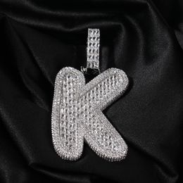 Chokers UWIN Initial Letter Pendant Iced Out Baguettecz Cubic Zirconia Alphabet with Infinity Cuban Chain Necklaces Fashion Jewellery 230923