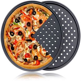 Baking Moulds Pizza Pan Round Carbon Steel Coated Tool Non Stick Ro UndOven Tray Dish Plate Bakewave Mould Oven Home Kitchen Tools 230923