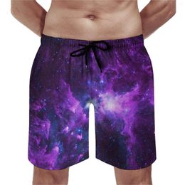 Men's Shorts Summer Board Purple Galaxy Sportswear Colourful Print Custom Short Pants Hawaii Quick Dry Swimming Trunks Plus Size